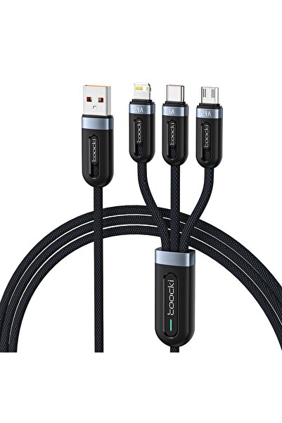 Timebox Cablu de date și încărcare rapidă Toocki 3 în 1 QC 3.0 66W USB Type-C...