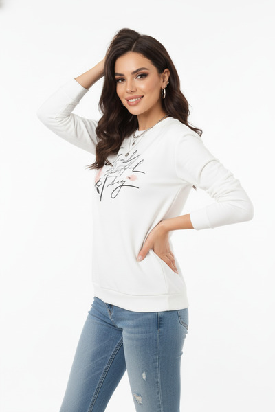 ESPİNA Women's Printed Sweatshirt – Casual Comfortable Fit Sweatshirt
