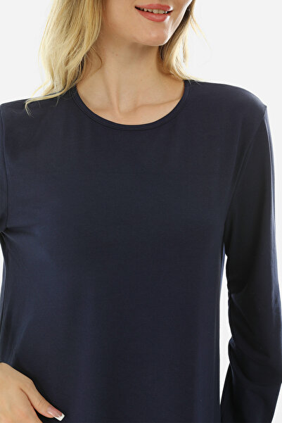 Almila Βαμβακερό μακρυμάνικο φόρεμα με λαιμόκοψη 2031