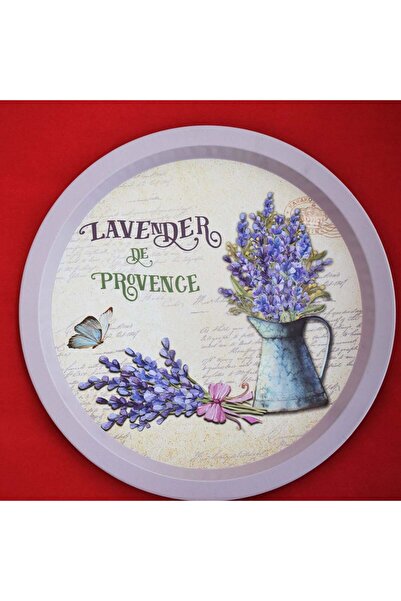 PUFO Round metal plate type tray Pufo Lavender de Provence for serving dessert, cakes, appetizers, 33 cm