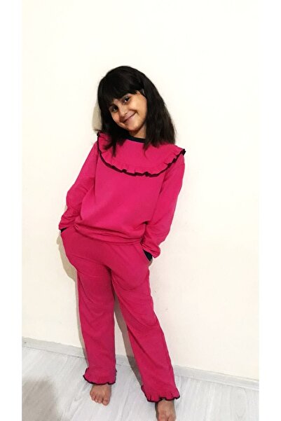 Markasız ucuz Girls' Fluffy Tracksuit Set