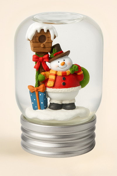 esdekor Kavanoz Kar Küre Kardan Adam 1Adet 10×6cm Noel Yılbaşı Design Fanus K...