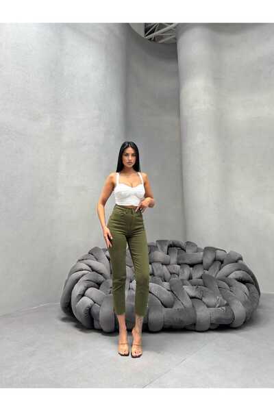 Pelin Jeans BLANCI MOM JEANS CU TĂIAT PĂTURĂ VERDE (LICRA)