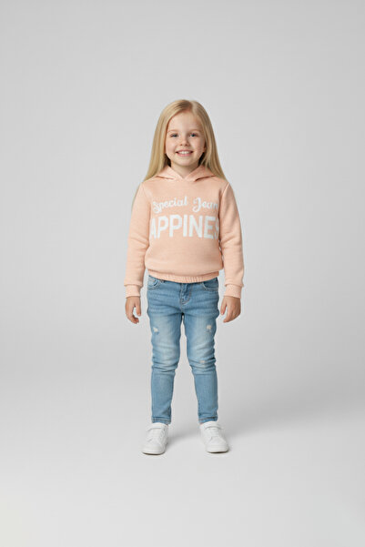 Ma Miss Armina سويت شيرت بناتي بغطاء للرأس مطبوع عليه Happiness