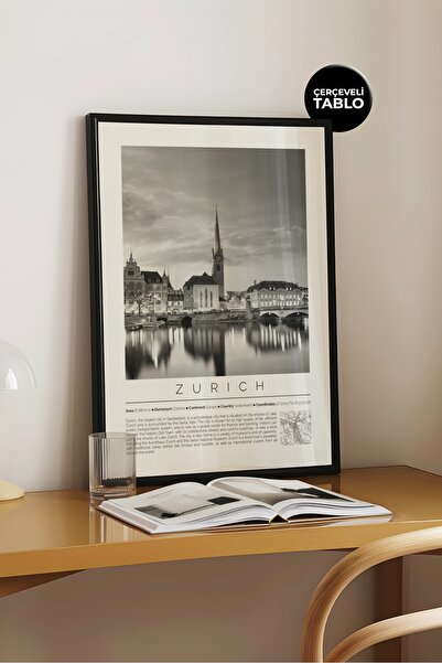 House Gorgeous Poster cu cadru monocrom din colecția World Cities din Zurich,...