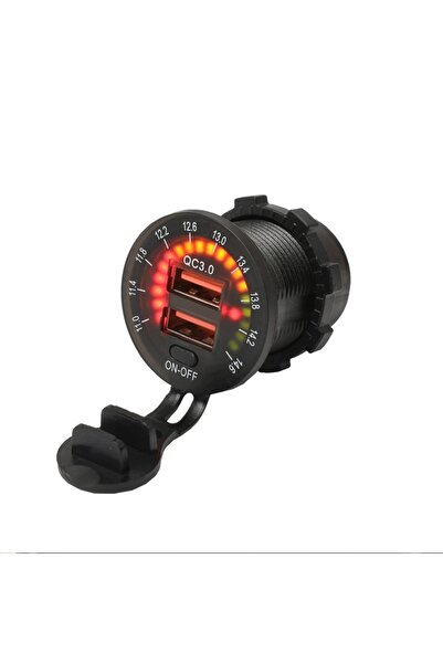 Maroces PANO TİP AKÜ GÖSTERGELİ USB ARAÇ ŞARJ SÖKETİ 2Lİ  USB 3.0