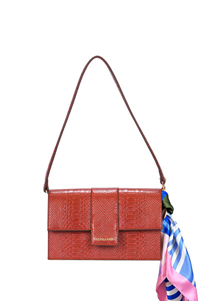 U.S. Polo Assn. Geantă de umăr pentru femei cu eșarfă de culoare maro Us24666