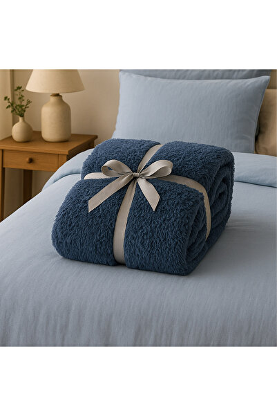 Elega Decor Sherpa Blanket - Single (150x200) - Navy Blue Soft, Cozy Throw Blanket