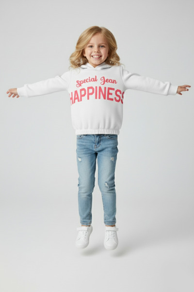 Ma Miss Armina Κοριτσίστικο φούτερ με κουκούλα Happiness με στάμπα ροζ χρυσό χοντρό