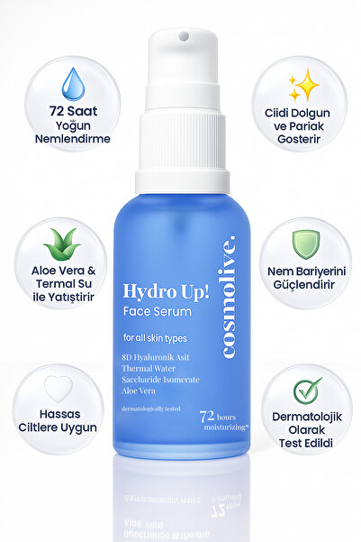 Cosmolive Profesyonel Yüz Serumu | Hyaluronik Asit & Peptit | Yaşlanma Karşıtı | Lifting Etkili | Kolejen