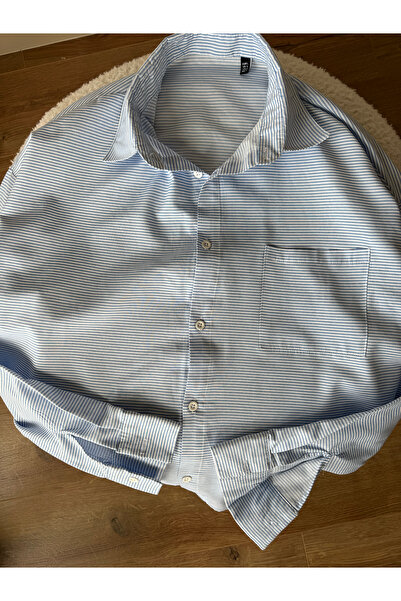 King Brothers Cămașă Pinterest Loose Fit Blue Striped Boyfriend Cămașă oversize pentru femei cu buzunare Noul sezon