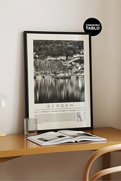 House Gorgeous Pictură înrămată monocromă din colecția World Cities din Berge...