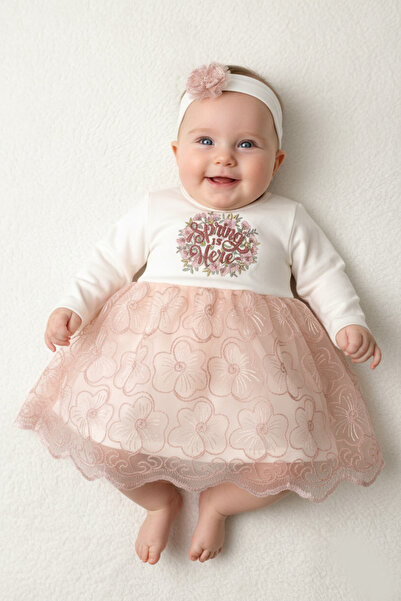 Çocuksan Baby&Kids Wear Bandanalı Spring Baskılı Kız Bebek Doğum Günü Düğün M...