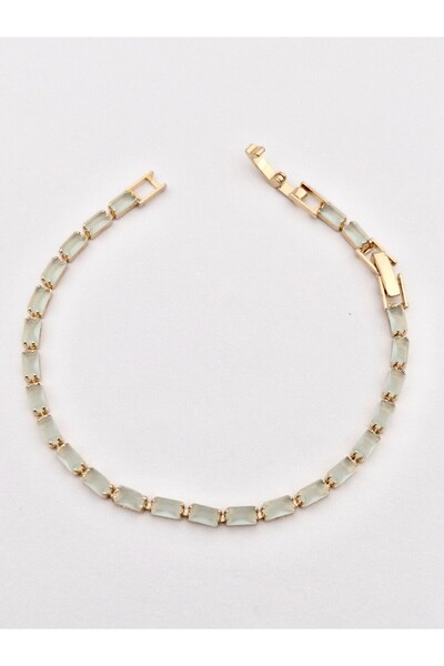 Siya Silver Gold Renk Dikdörtgen Baget Su Yolu Bileklik-(17+2)
