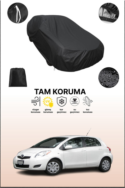 dokaca غطاء سيارة متوافق مع تويوتا ياريس سوداء ذات 5 أبواب موديلات 2008 - 201...