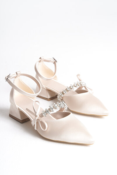 leopar by çetinay 399 Rosabelle "Şık Taşlı Fiyonk Detaylı Saten Kadın Topuklu Ayakkabı | Gece ve Davet Ayakkabısı"