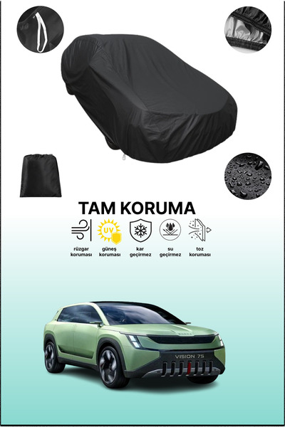 dokaca غطاء سيارة متوافق مع سيارة سكودا فيجن 7s باللون الأسود، غطاء حماية، غطاء سيارة