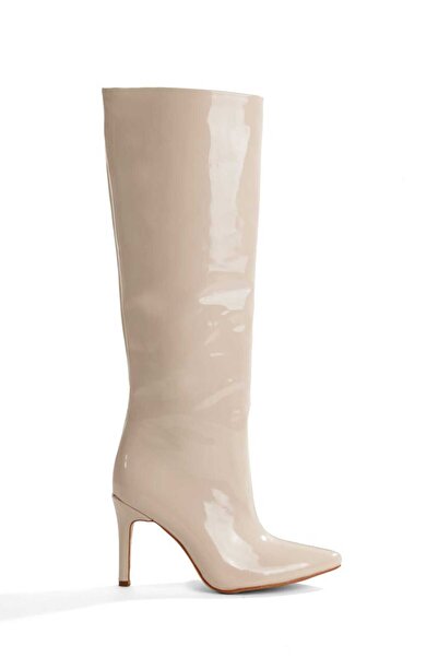 No35 9 Cm Fermuarsız İnce Topuk Rugan Çekme Kadın Çizme