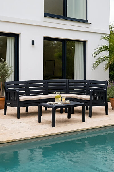 SANDALİE Lara Minderli 2+1+S  Köşe Takımı - Antrasit