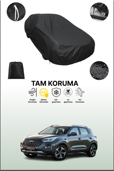 dokaca غطاء سيارة متوافق مع شيري تيجو 5x باللون الأسود، غطاء واقي، غطاء سيارة