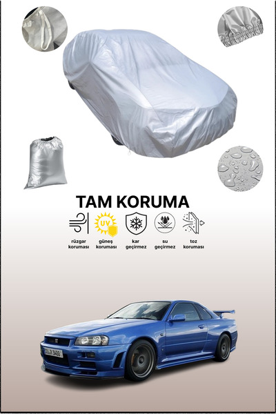 dokaca غطاء سيارة رمادي متوافق مع نيسان سكايلاين جي تي-آر، غطاء سيارة، غطاء واقي