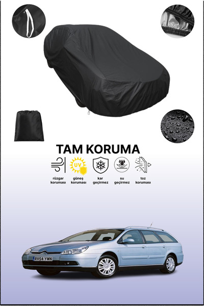 dokaca Black Citroen C5 Estate 2004 - 2008 Compatible Car Tarpaulin, Protecti...