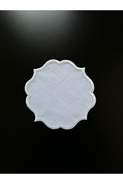 ELFİDA Luxury Embroidered Cocktail Coffee Serving Tray Napkin Mini Placemat - Silver Glitter Baroque 1 (2 Pcs)