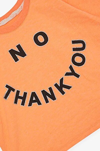 Riccotarz Glittery Girl's Thank You Text Printed Orange Crop