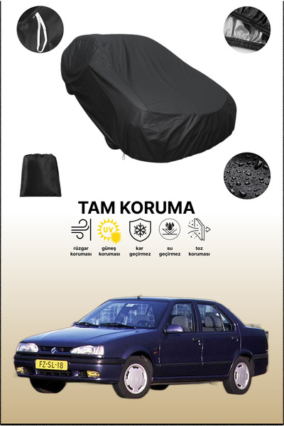 Siyah Renault 19 Sedan 1992 - 1996 Uyumlu Araba Brandası, Koruyucu Örtü, Oto Branda