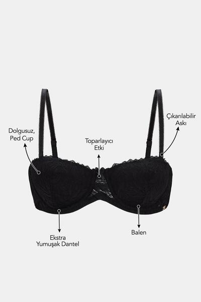 Amarelle Amy Black Underwire Lace Unpadded Padded Gatherer Strapless Bra
