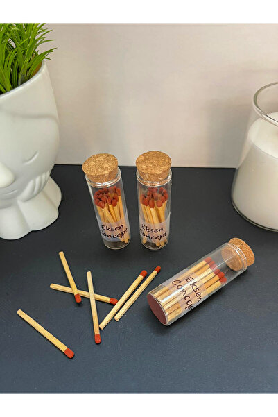 Eksen Concept Dekoratif Cam Tüp Kibrit – Mum & Buhurdanlık İçin 3’lü Set | Şı...