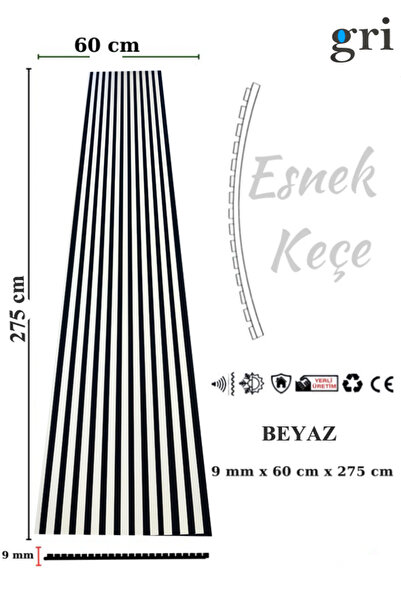 GRİDEKOR BEYAZ AHŞAP AKUSTİK LAMBİRİ PANEL 60x275 9 MM