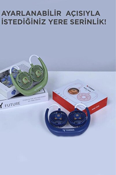 Torima F-10 Mavi Eller Serbest Boyuna Asılabilir Şarjlı 3 Kademeli Vantilatör Klima Soğutucu Fan