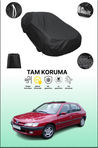 dokaca غطاء سيارة متوافق مع سيارة بيجو 306 هاتشباك باللون الأسود، غطاء حماية، غطاء سيارة