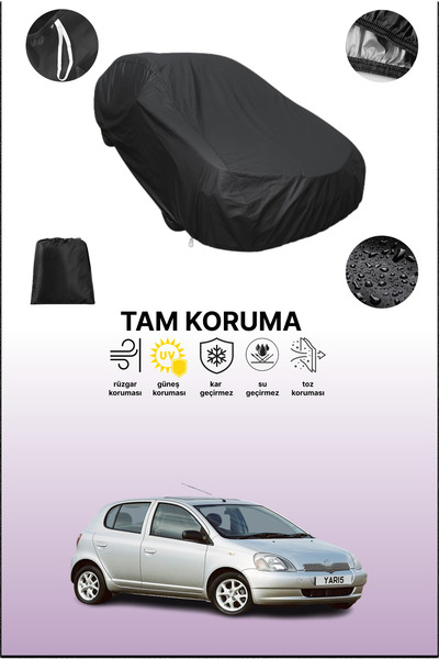 dokaca غطاء سيارة متوافق مع تويوتا ياريس 1 باللون الأسود، غطاء واقي، غطاء سيارة
