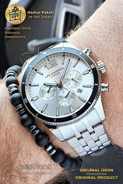 Lee Cooper Original Functions Active White Dial Phosphorescent Dual Time Men's Wristwatch