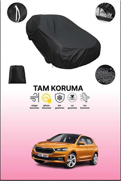 dokaca غطاء سيارة متوافق مع سيارة سكودا فابيا هاتشباك باللون الأسود، غطاء حما...