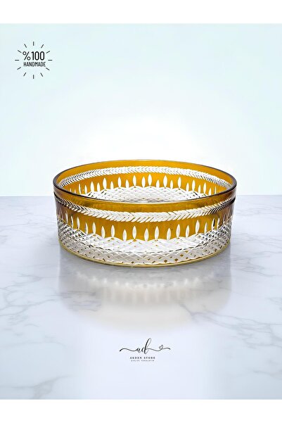 AKDEN STORE Crystal Decor Colored Glass Bowl / Tableware Presentation Bowl / Salad Bowl