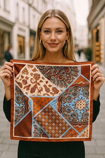 Axesoire 12353 Etro Patterned Tile Satin Bandana Scarf