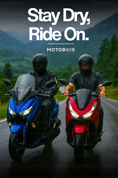 Motobros Reflektörlü Özel Kesim 0,45mm Kalın Yağmurluk Takımı (CEPLİ) Su Geçirmez Pvc Kumaş Ekstra Kalın