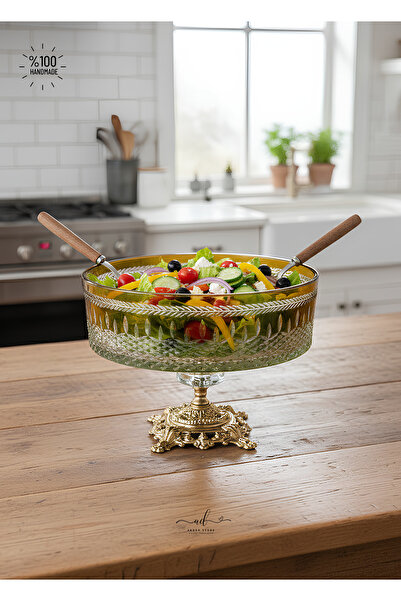 AKDEN STORE وعاء زجاجي ملون للديكور الكريستالي / وعاء تقديم أدوات المائدة / وعاء سلطة