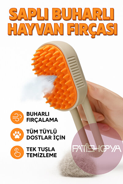 PATİSHOPYA Saplı Buharlı Kedi Tarağı Buharlı Kedi & Köpek Yıkama Fırçası Tara...