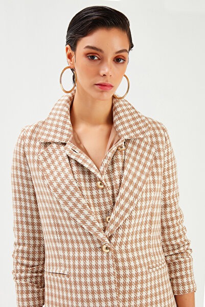 Sateen Куртка з візерунком «гусяча лапка» - верблюжа