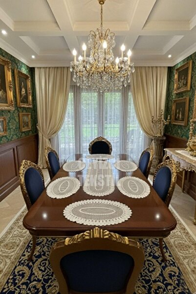 Çt Çeyizci Tekstil Amerikan Servis, 1 Runner 6 Supla Yemek Servis Takımı, Masa Örtüsü Seti, Servis Sunum Seti