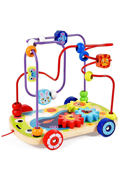 sallma Pull-along motor toy, Montessori, Ball Maze, Gears, Animals