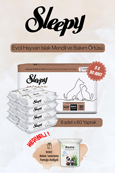 Sleepy Pet Wipes 480 Pieces and 90's Style Care Cover and Rosie Cotton Gift