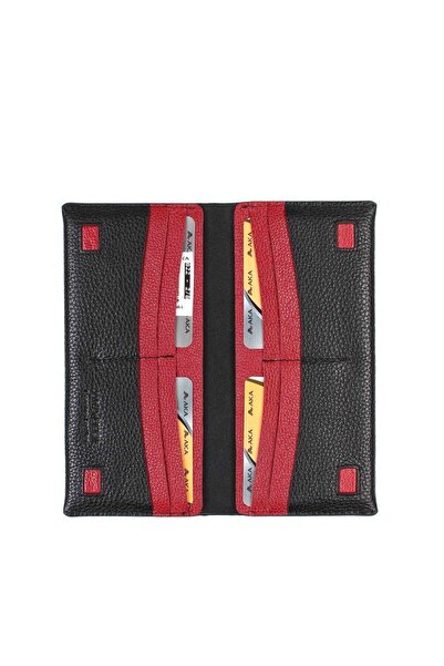 Aka Deri Leather Black Red Phone Holder Hand Wallet 822 2/8