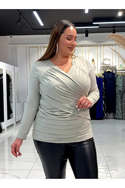 Roxxlen Μπλούζα με διπλό στήθος με κορδόνια σε μεγάλο μέγεθος