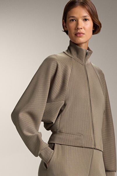 Oysho Çizgili dik yaka modal yumuşak dokulu ceket