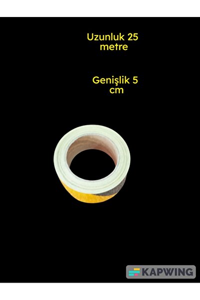 opersan 5 CMX25 متر شريط لاصق ذاتي اللصق أصفر أسود (شريط تحذيري - شريط أمان ص...